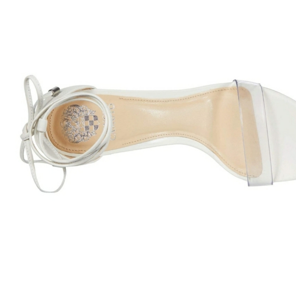🟡Clearance Sale Vince Camuto Women  Stassia Wraparound Wedge Sandal WHITE/CLEAR - Picture 5 of 7
